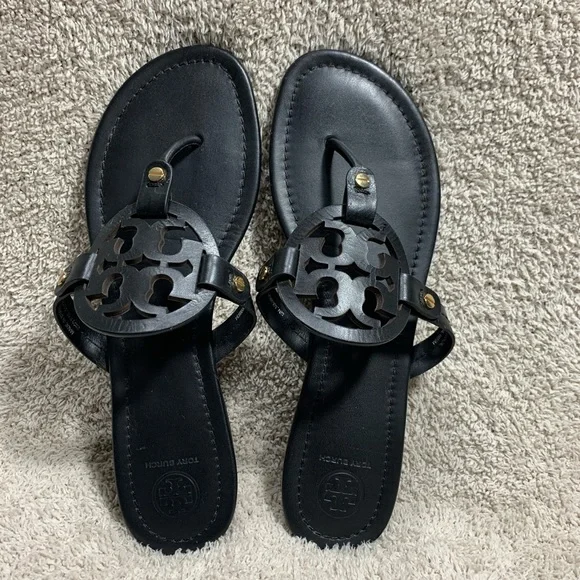 Tory Burch Black Leather Sandals - Picture 8 of 10